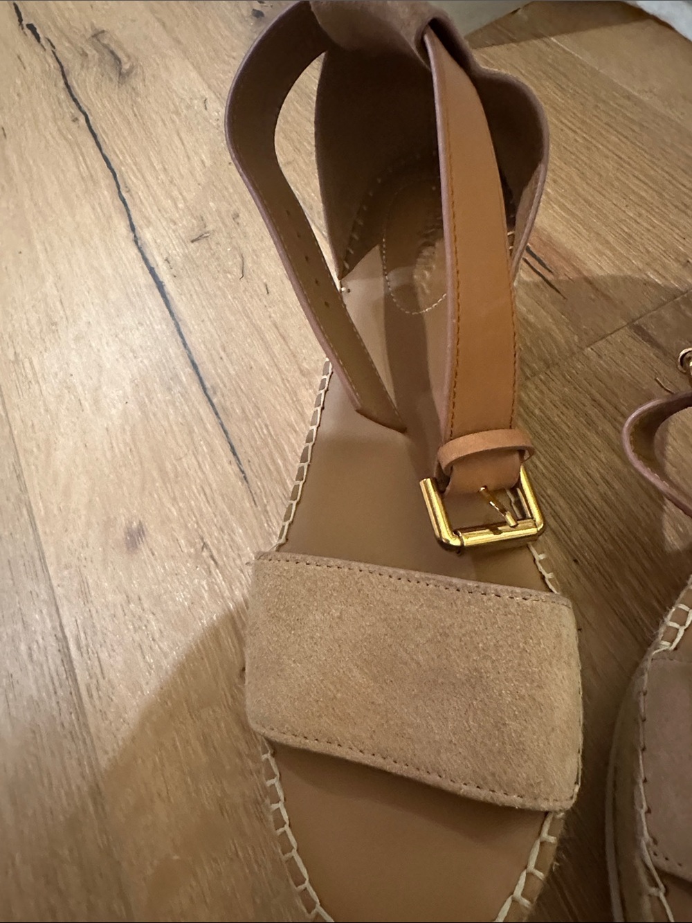 See By Chloe Suede Espadrille Ankle-Strap Sandals in Tan - Picture 3 of 3